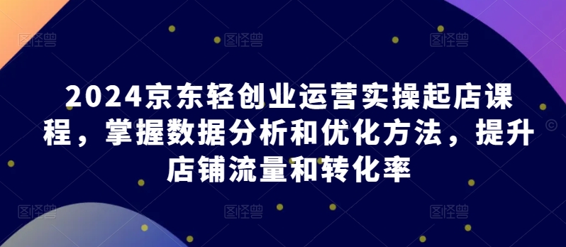 2024京东轻创业运营实操起店课程，掌握数据分析和优化方法，提升店铺流量和转化率-网创-网赚-项目-兼职青絲网创