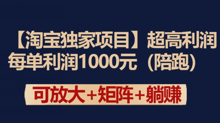 【淘宝独家项目】超高利润：每单利润1000元-网创-网赚-项目-兼职青絲网创