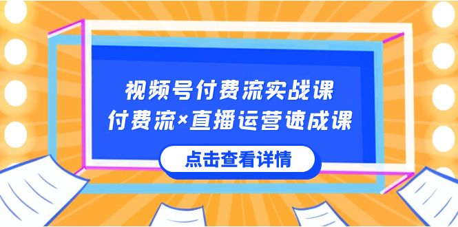 视频号付费流实战课，付费流×直播运营速成课，让你快速掌握视频号核心运..-网创-网赚-项目-兼职青絲网创