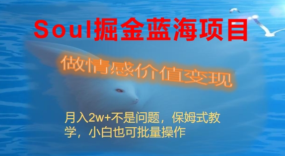 Soul掘金蓝海项目细分赛道，做情感价值变现，月入2w+不是问题-网创-网赚-项目-兼职青絲网创
