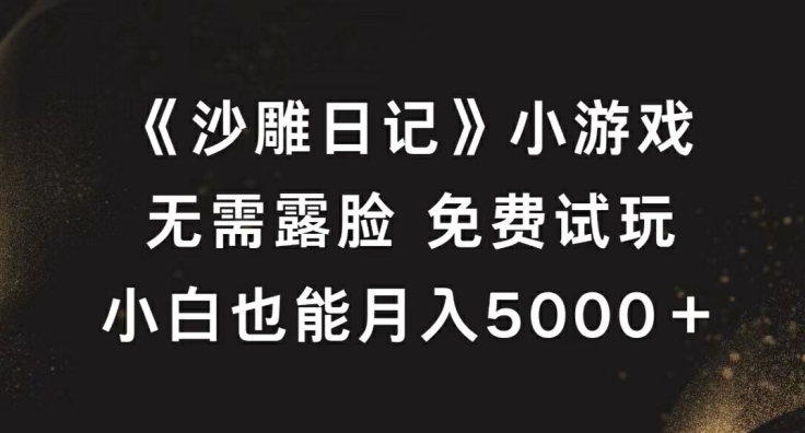 《沙雕日记》小游戏，无需露脸免费试玩，小白也能月入5000+【揭秘】-网创-网赚-项目-兼职青絲网创