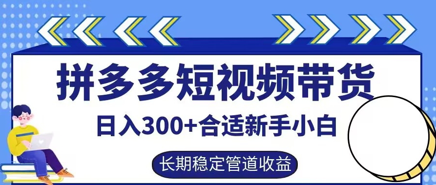 拼多多短视频带货日入300+有长期稳定被动收益，合适新手小白【揭秘】-网创-网赚-项目-兼职青絲网创