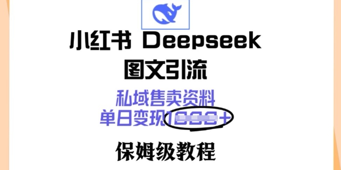 小红书Deepseek图文引流，私域售卖资料，单日变现多张，保姆级教程-网创-网赚-项目-兼职青絲网创