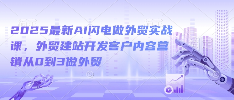 2025最新AI闪电做外贸实战课，外贸建站开发客户内容营销从0到3做外贸-网创-网赚-项目-兼职青絲网创
