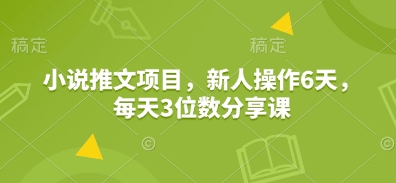 小说推文项目，新人操作6天，每天3位数分享课-网创-网赚-项目-兼职青絲网创