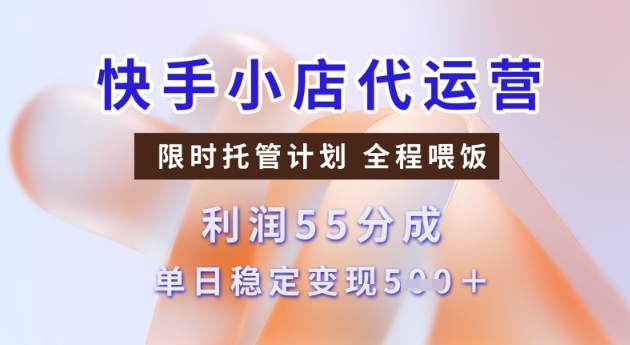 快手小店代运营3.0，模式新升级，收益55分，稳定单日5张【揭秘】-网创-网赚-项目-兼职青絲网创