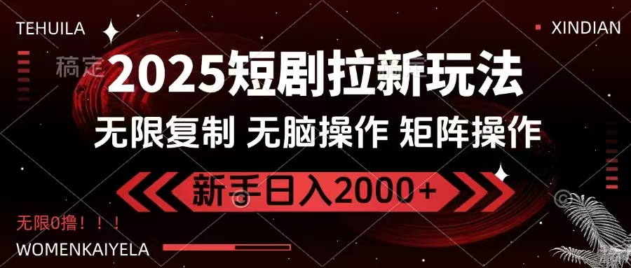 （14429期）2025短剧拉新玩法，无需注册登录，无限0撸，无脑批量操作日入2000+-网创-网赚-项目-兼职青絲网创