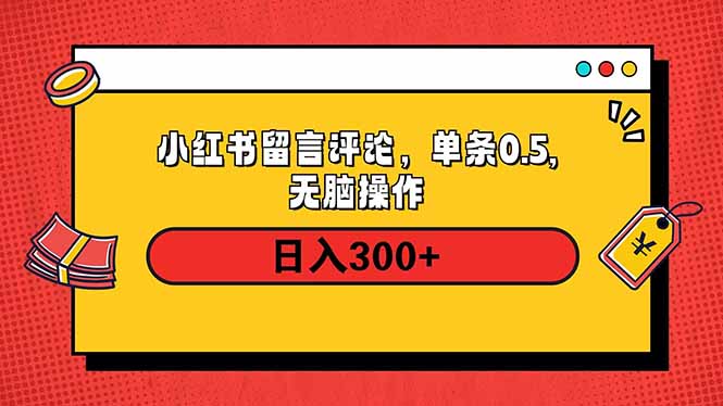 （14044期）小红书评论单条0.5元，日入300＋，无上限，详细操作流程-网创-网赚-项目-兼职青絲网创