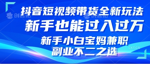 抖音短视频带货全新升级玩法，小白也能月入过W，适合新手宝妈兼职副业的不二之选!-网创-网赚-项目-兼职青絲网创
