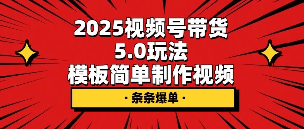 2025视频号带货5.0玩法，模板简单制作视频，条条爆单-网创-网赚-项目-兼职青絲网创