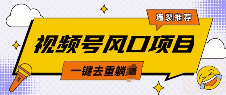 视频号风口蓝海项目，中老年人的流量密码，简单无脑，一键去重，轻松月入过W-网创-网赚-项目-兼职青絲网创