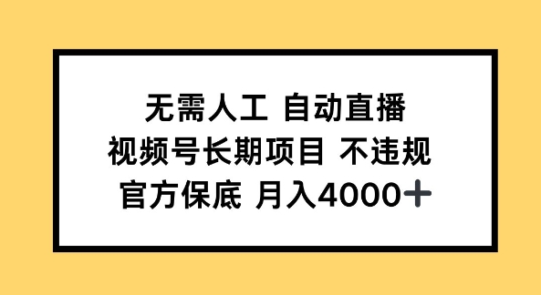 无需人工自动直播，视频号长期项目 不违规，官方保底月入4k左右-网创-网赚-项目-兼职青絲网创