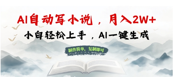 AI自动写小说，制作简单，复制即可，月入过W+，小白轻松上手，AI一键生成-网创-网赚-项目-兼职青絲网创