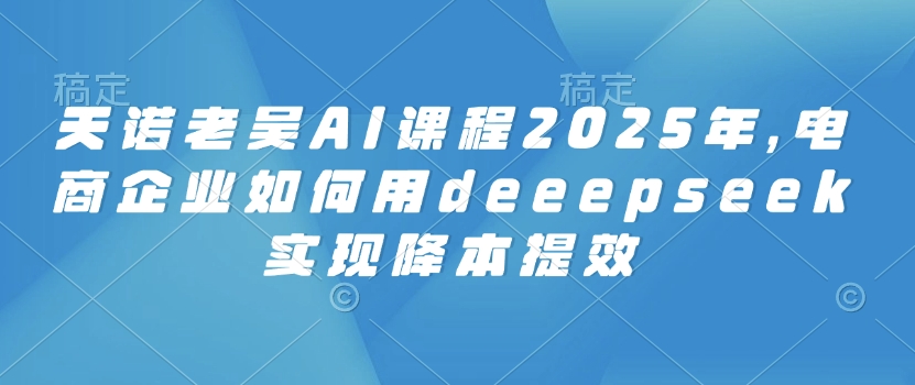 天诺老吴AI课程2025年，电商企业如何用deeepseek实现降本提效-网创-网赚-项目-兼职青絲网创