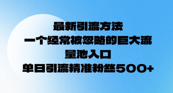 最新引流方法，一个经常被忽略的巨大流量池入口，单日精准引流粉丝500-网创-网赚-项目-兼职青絲网创
