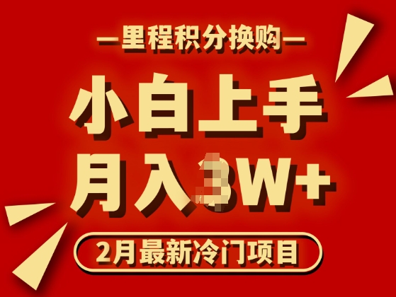 2月最新冷门项目，里程积分兑换机票项目，月入过W-网创-网赚-项目-兼职青絲网创