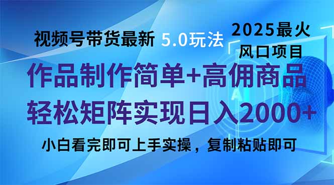 （14191期）视频号带货最新5.0玩法，作品制作简单，当天起号，复制粘贴，轻松矩阵…-网创-网赚-项目-兼职青絲网创