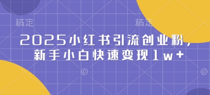2025小红书引流创业粉，新手小白快速变现1w+-网创-网赚-项目-兼职青絲网创