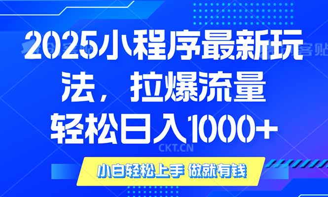 （14028期）2025年小程序最新玩法，流量直接拉爆，单日稳定变现1000+-网创-网赚-项目-兼职青絲网创