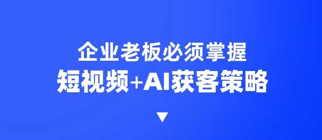 企业短视频AI获客霸屏流量课，6步短视频+AI突围法，3大霸屏抢客策略-网创-网赚-项目-兼职青絲网创
