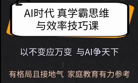 Ai时代真学霸思维与学习方法课，有格局且接地气，家庭教育有力参考-网创-网赚-项目-兼职青絲网创