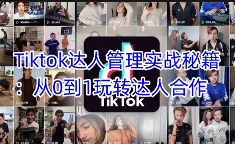 Tiktok达人管理实战秘籍：从0到1玩转达人合作-网创-网赚-项目-兼职青絲网创