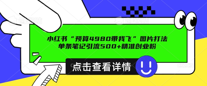 小红书图片引流打法，一张图片引爆创业粉 私信回不完，单条笔记引流500+精准创业粉-网创-网赚-项目-兼职青絲网创
