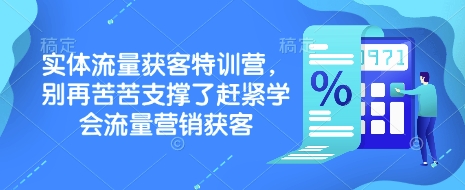 实体流量获客特训营，​别再苦苦支撑了赶紧学会流量营销获客-网创-网赚-项目-兼职青絲网创