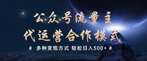 公众号流量主代运营  多种变现方式 轻松日入5张【揭秘】-网创-网赚-项目-兼职青絲网创