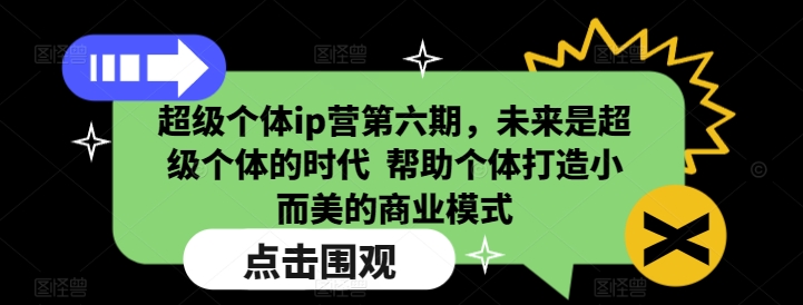 超级个体ip营第六期，未来是超级个体的时代  帮助个体打造小而美的商业模式-网创-网赚-项目-兼职青絲网创