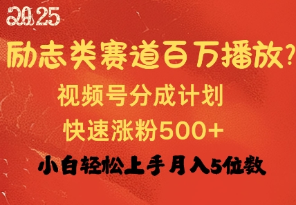 励志类赛道也能百万播放，快速涨粉500+视频号变现月入过W-网创-网赚-项目-兼职青絲网创